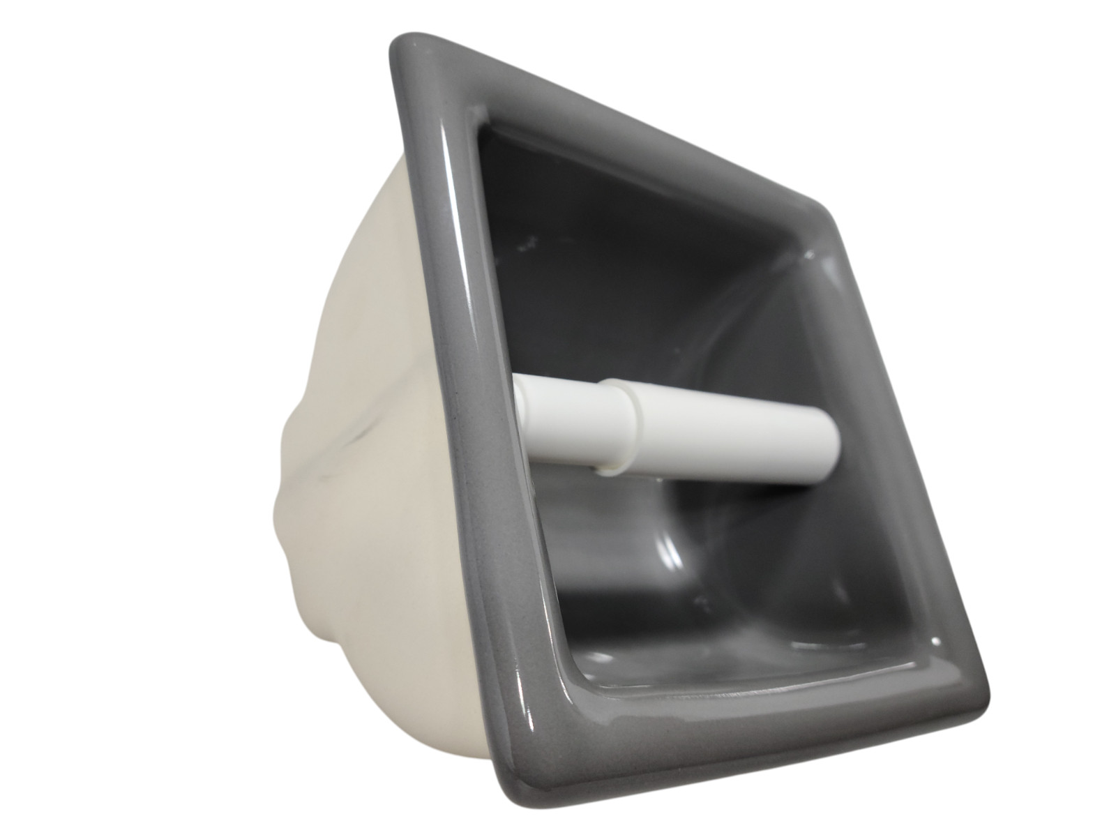 Recessed Ceramic Tile TP Holder Toilet Paper Niche Suede Gray Mid Century Modern gallery