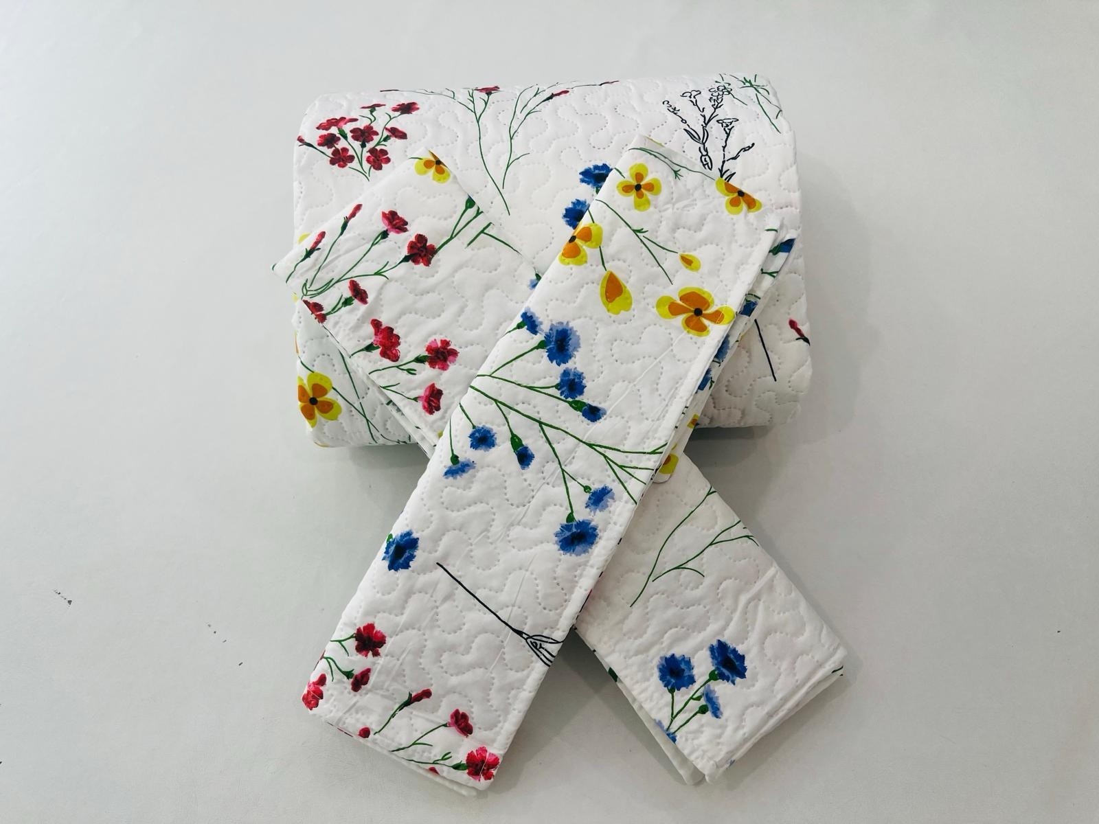 3-Piece Queen Size Printed Multi Color Quilt Set Flower gallery