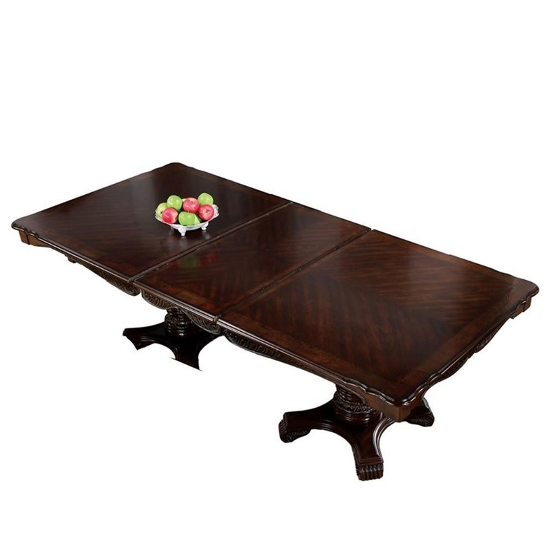 Pemberly Row 77 to 95" Extendable Dining Table w/ Carved Details in Cherry Brown gallery