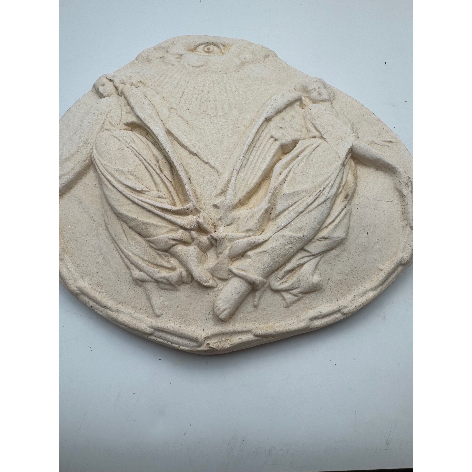 Antique Style Plaster Wall Plaque Angels Eye of Providence Religious Relief gallery