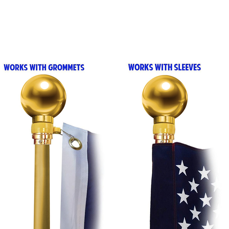 8ft Silver Indoor Flag Pole and Gold Base Kit (Ball Top) PREMIUM gallery