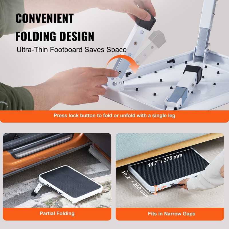 VEVOR Step Stool Ladder Foldable 3 Adjustable Height Max Load 330lbs for Home gallery