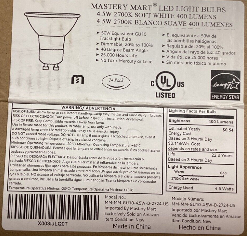 Mastery Mart Led Light Bulbs 5.5w 2700k Soft White 400 Lumens 6 Pack NEW gallery