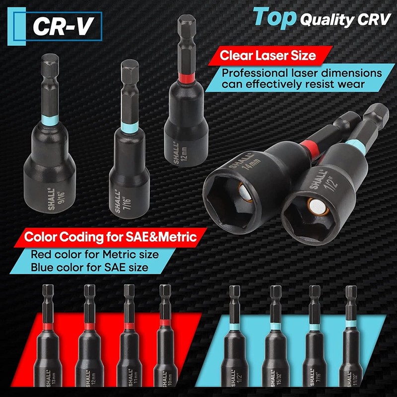 SHALL 29PC Magnetic Hex Nut Driver Set,1/4 " Shank SAE & Metric Power Drill Bit gallery