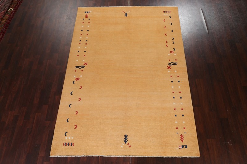 Bordered Gabbeh Contemporary Oriental Area Rug Hand-knotted WOOL Carpet 7x10 ft gallery