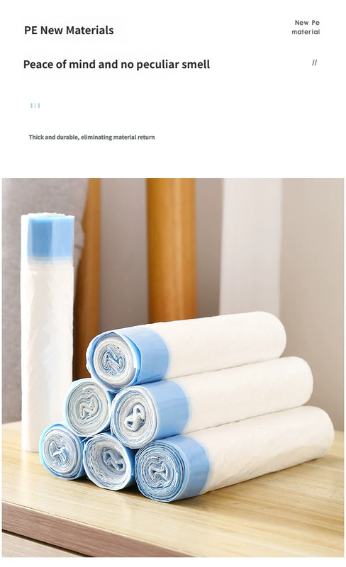 1 Roll 40Pcs Thickened Drawstring White Trash Bags – Heavy Duty for Home gallery