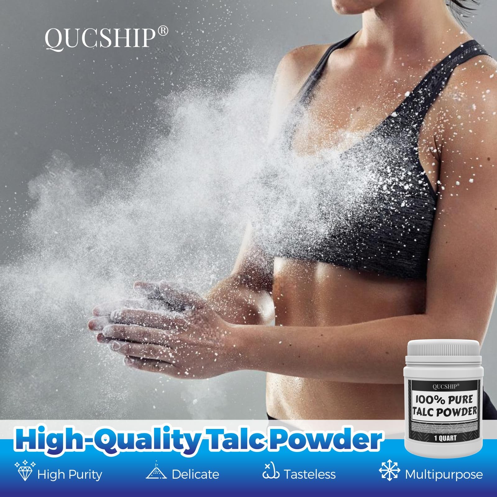 Qucship Ultra-Pure, Fine Talc Powder, Odorless & Sweat-Removing Talcum Powder... gallery