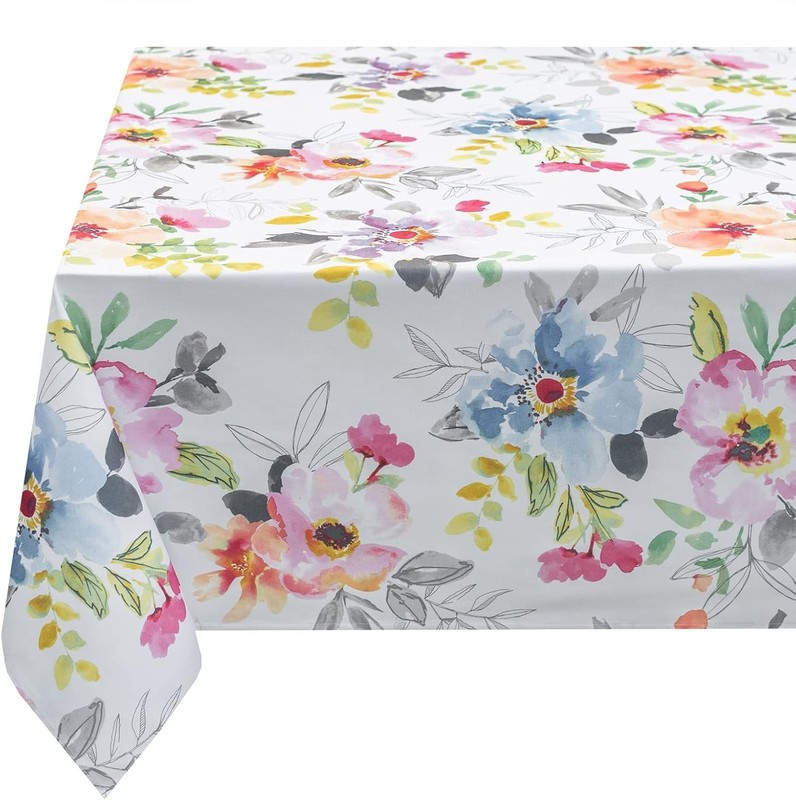 Spillproof Spring/Summer Durable Heavyweight Fabric Indoor Outdoor Tablecloth, gallery