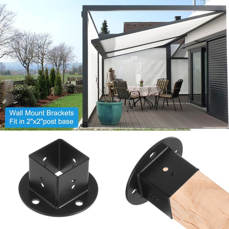 2pcs Square Floor Flange 2" X2" Post Base Brackets Kit Wall Mount Black gallery