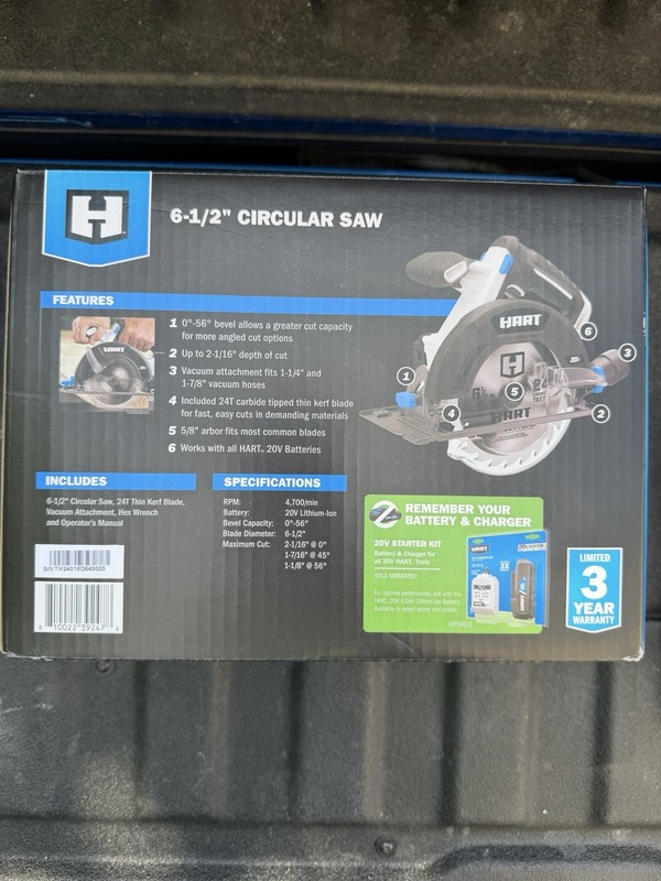 HART 20V CORDLESS 6- 1/2" CIRCULAR SAW BRAND NEW HPCS01 Tool Only. gallery