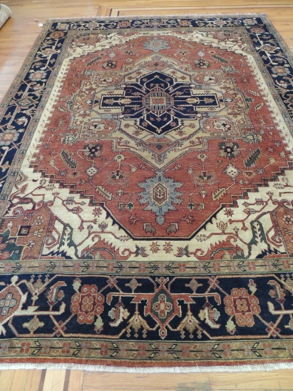 9x12 Herize Serapi style Oriental Area rug wool Rust Black Green Blue/Gray gallery