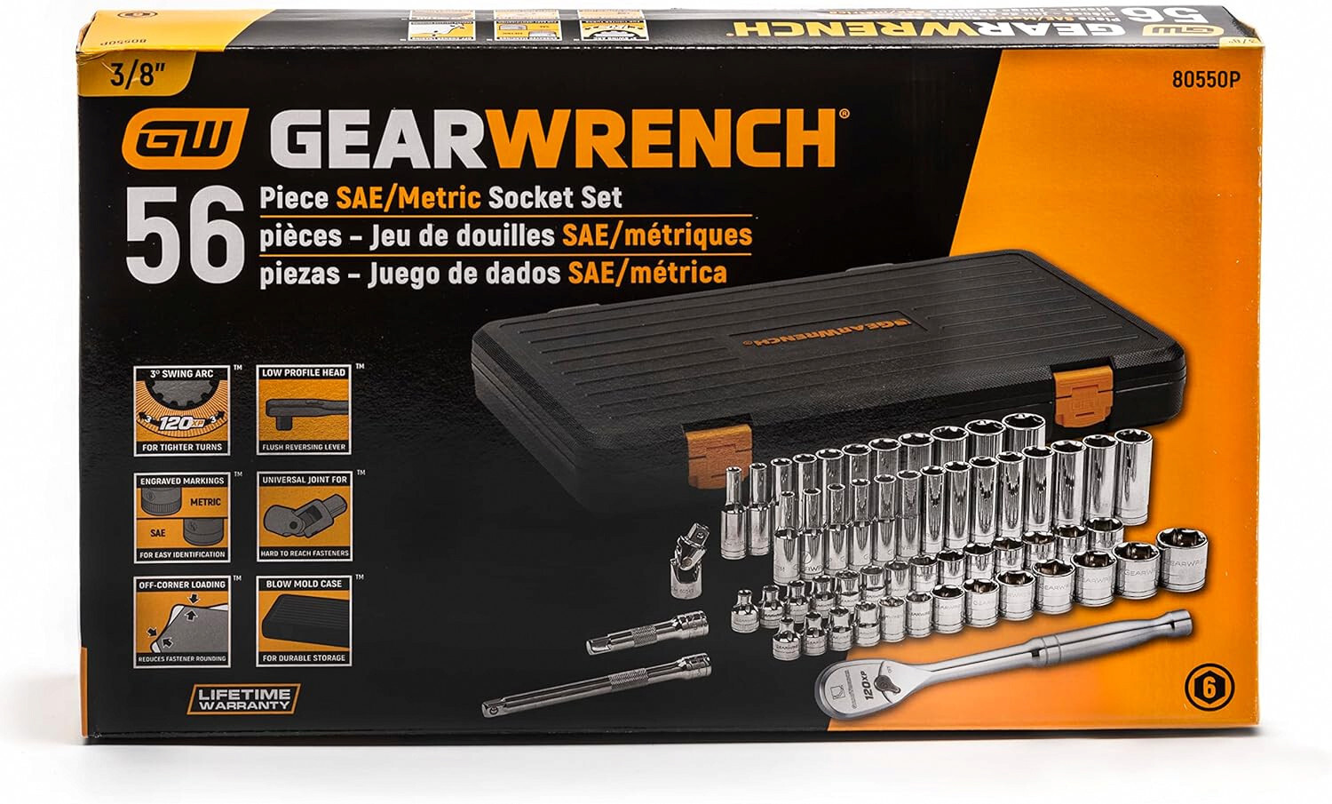 GEARWRENCH 56 Pc. 3/8" Drive 6 Pt. 120XP Tool Set, SAE/Metric - 80550P gallery