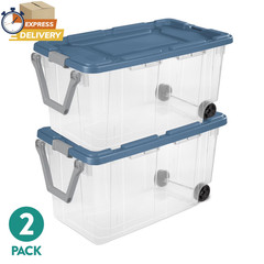 Extra-Large Wheeled Rugged Storage Bin, 160 Quart Durable, Blue, 2 Pack ✌️👍