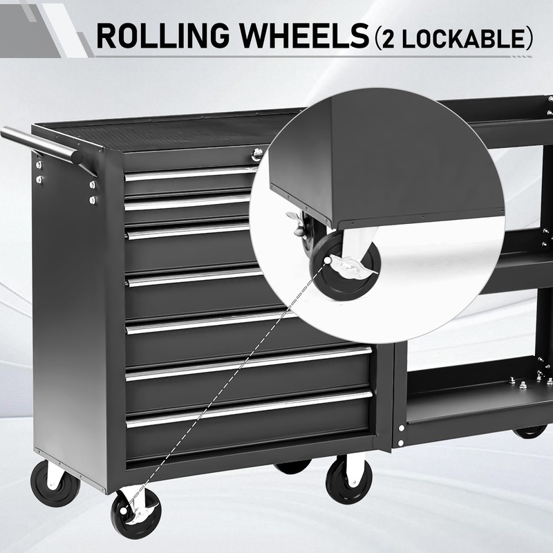 Rolling Tool Chest Tool Box with 7 Drawers & Wheels & Drawer Liners for Garage gallery