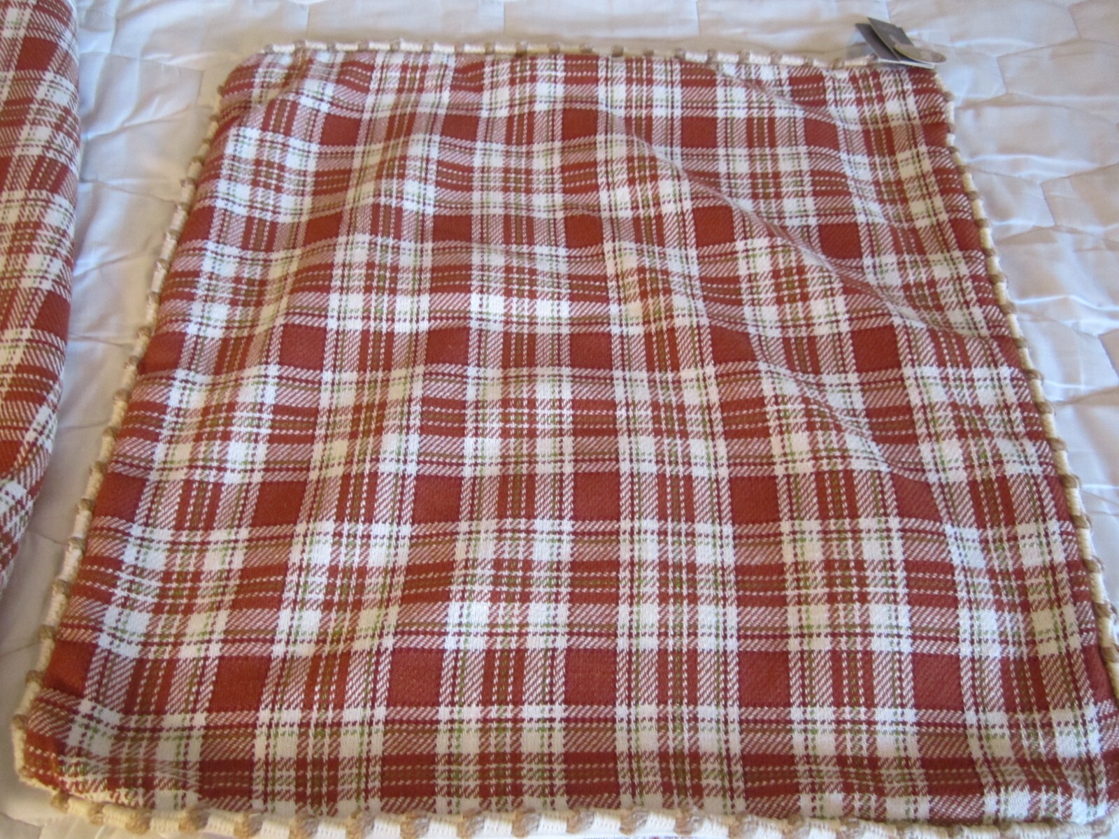 2pc Envogue Throw Pillow Cover Sofa Couch Cushion 21 x 21" Rust Plaid NWT! gallery