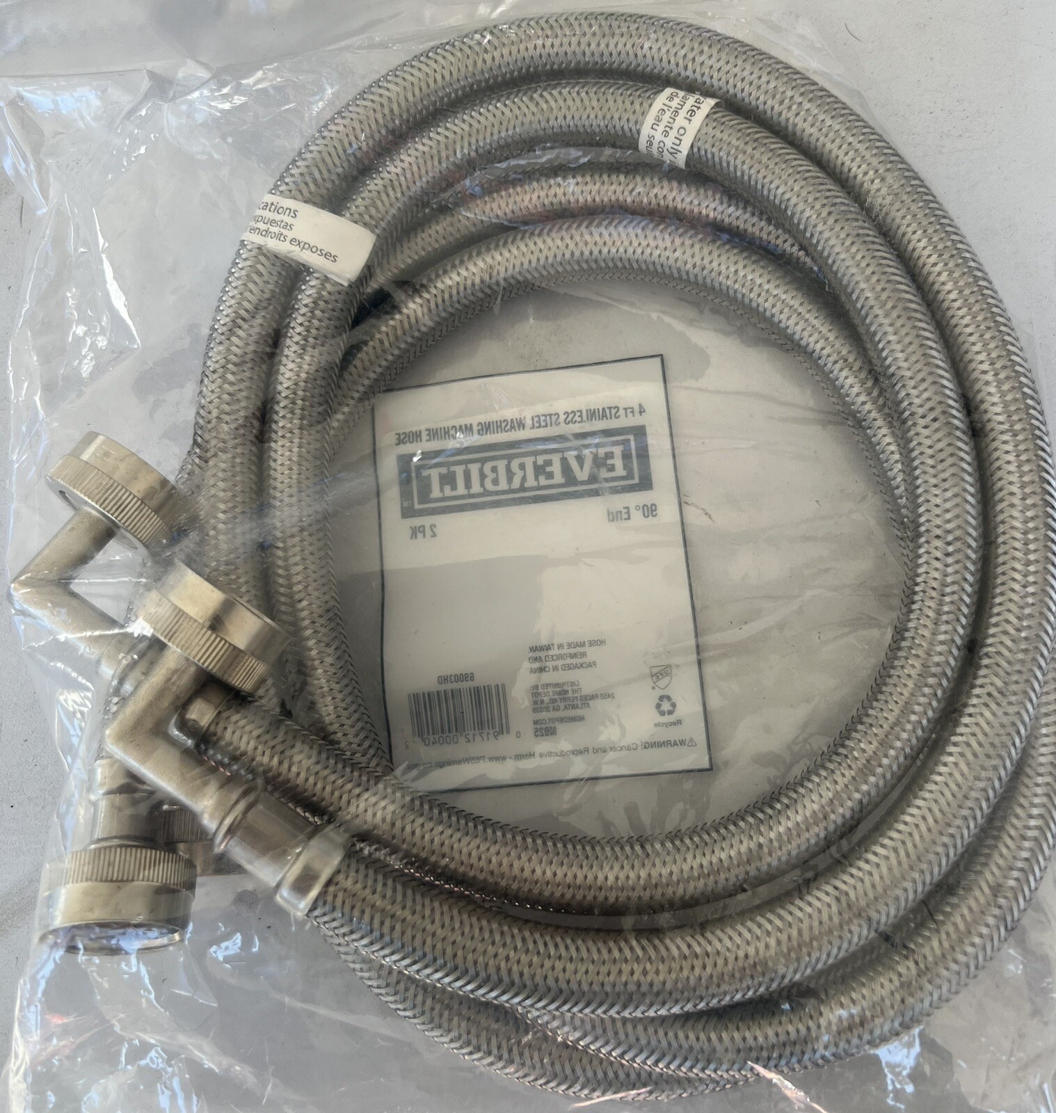 Everbilt 4ft Washing Machine Hose 2pk with 90 Degree Elbow ( Free Shipping) gallery