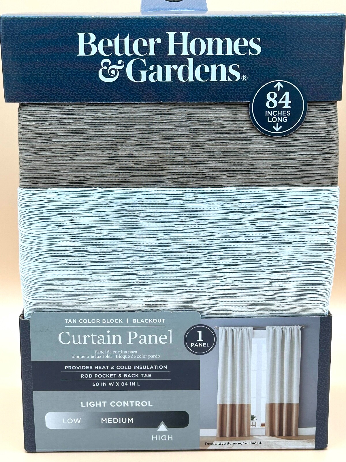 Better Homes & Gardens Tan Color Block Blackout 50in x 84in - Brand New gallery