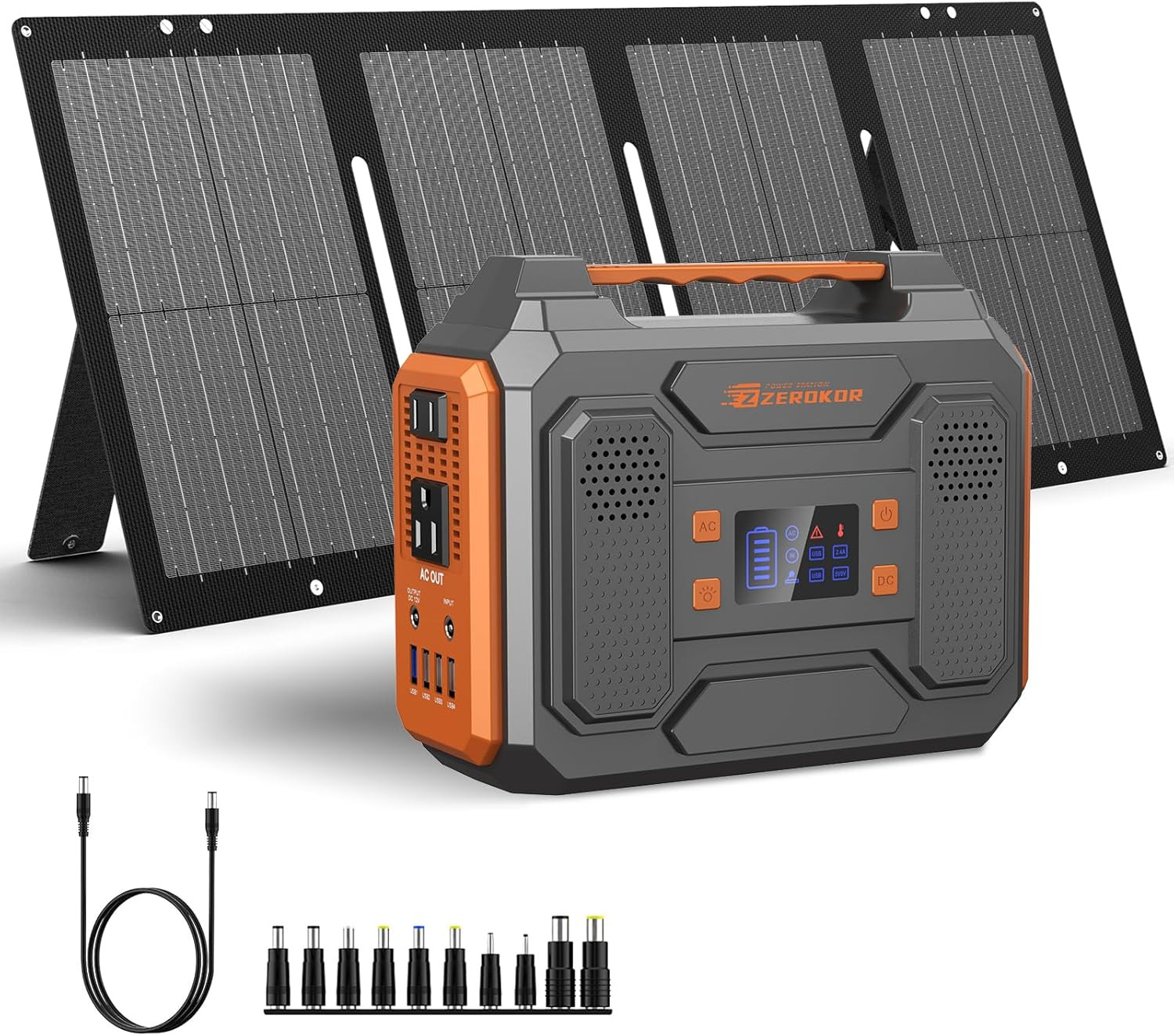 Portable Solar Generator, 300W Portable Power Station with Foldable 60W Solar Pa gallery