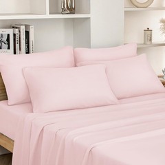 Full Size Bed Sheets – 6 Piece Set (Pale Pink) – Extra Soft Brushed Microfibe…