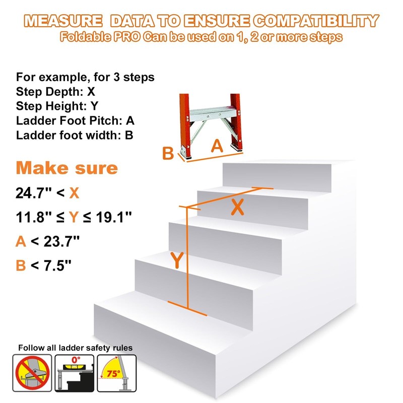 Foldable Heavy Duty Ladder Leveler - Adjustable Height 11.8-19.1", Non-Slip Mat, gallery