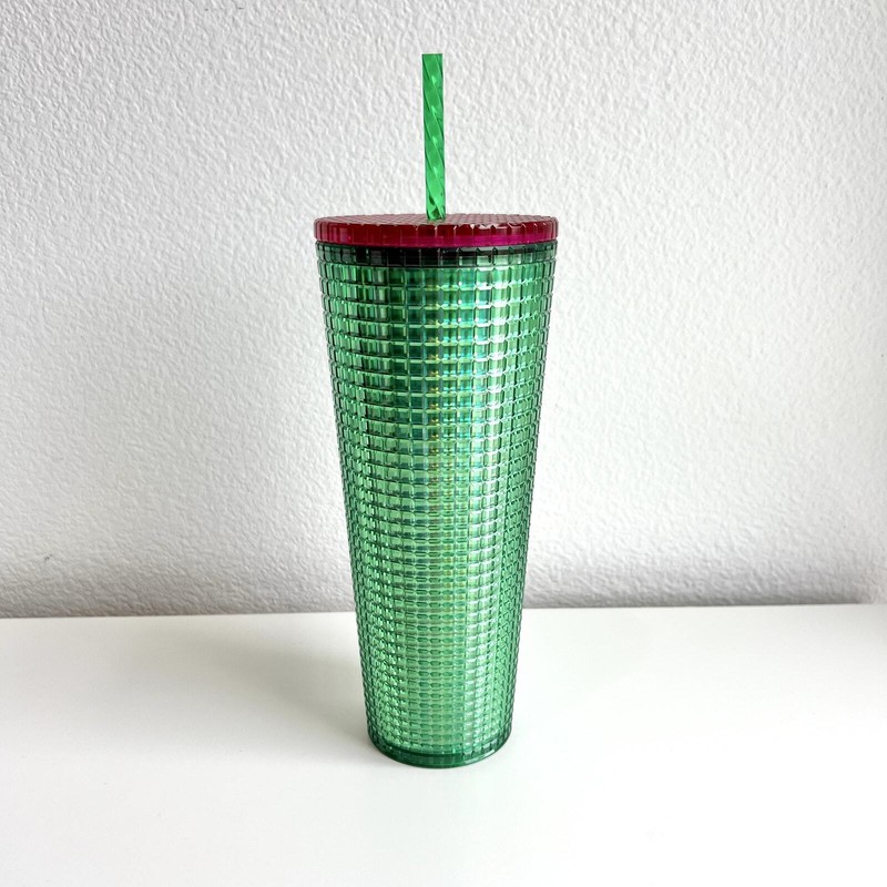 2023 Starbucks Spring Watermelon Iridescent Grid Green Pink Lid 24oz Tumbler gallery