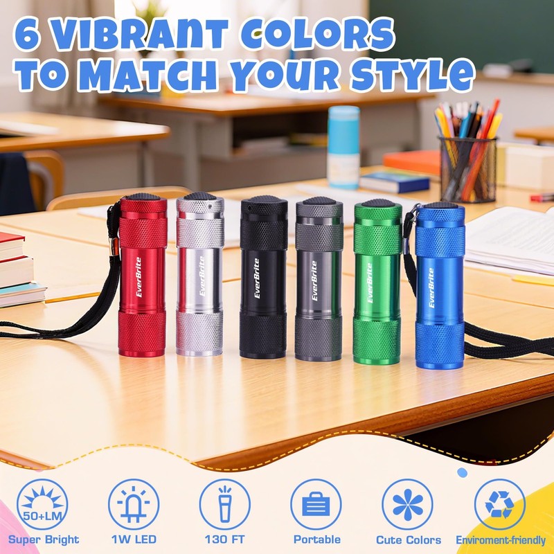 EverBrite 18-Pack Mini LED Flashlight Black, Blue, Gray, Green, Red, Silver gallery