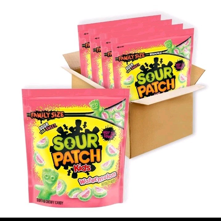 4X SOUR PATCH KIDS Watermelon Soft Chewy Candy Family Size Bag OVER 7LBS gallery