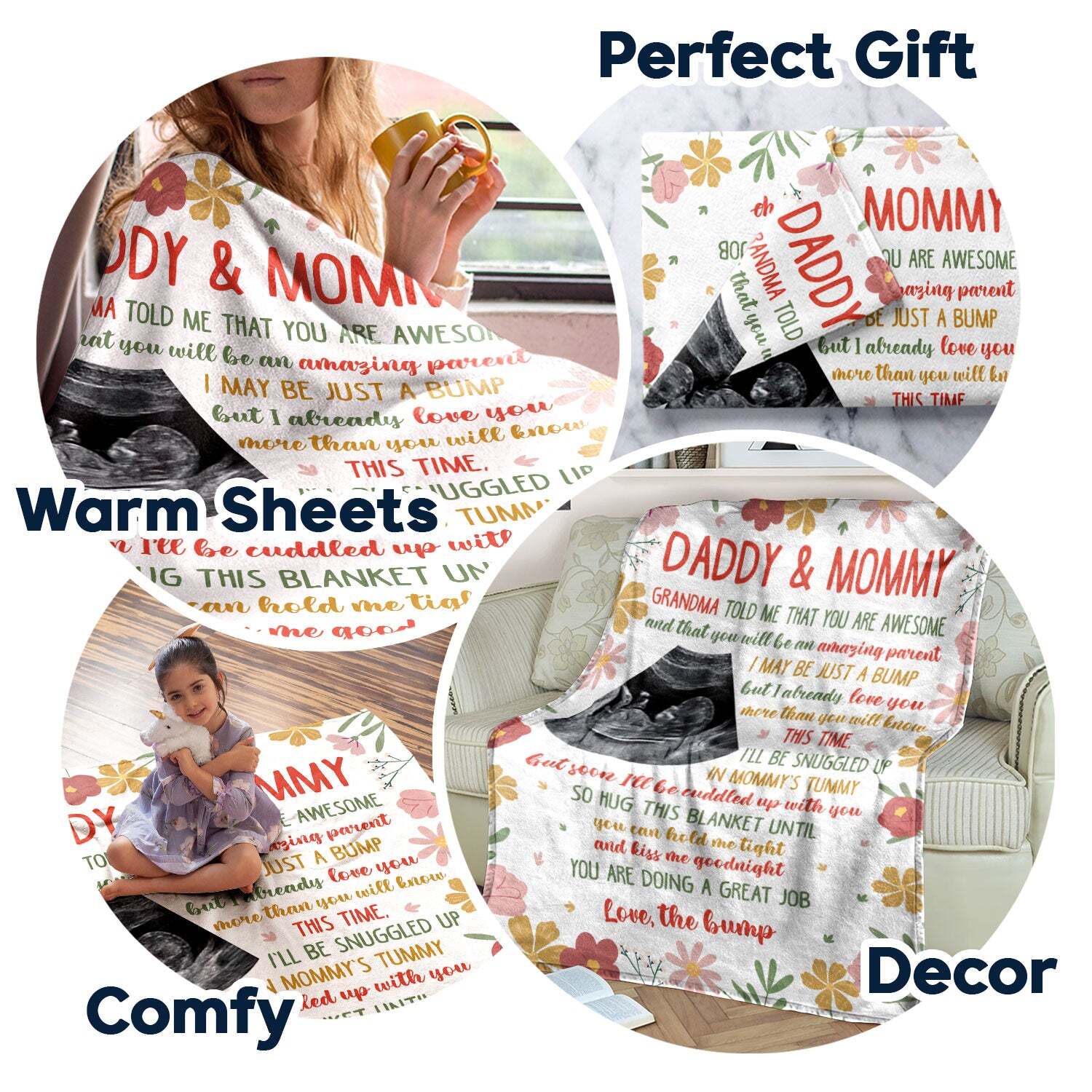 Personalized Photo For Baby Kid From Daddy Mommy - First Mom Mothers Day Blanket gallery