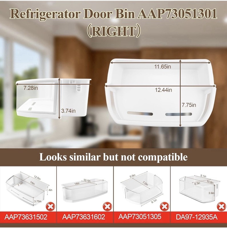 Door Bin Compatible with LG Refrigerator AAP73051301 AAP73051302 gallery