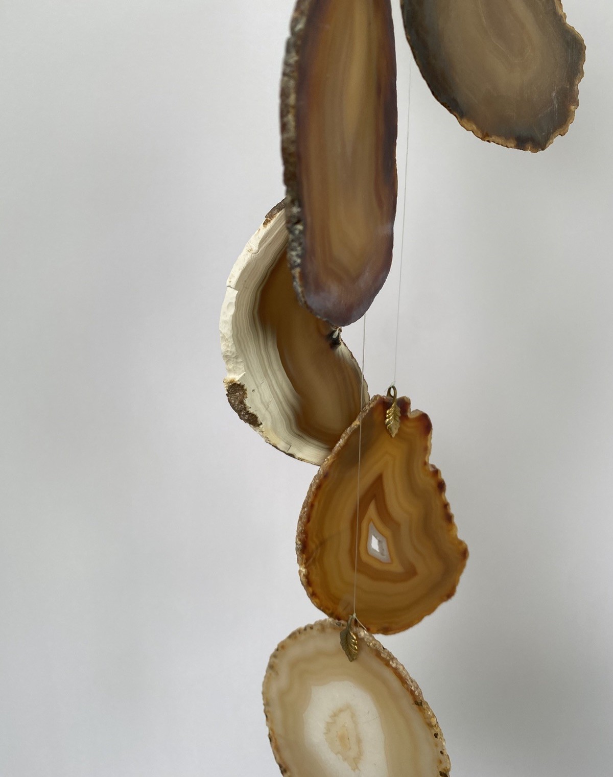 Agate Slice Wind Chime Natural Stone Handcrafted Hanging Mobile 16” Boho Decor gallery