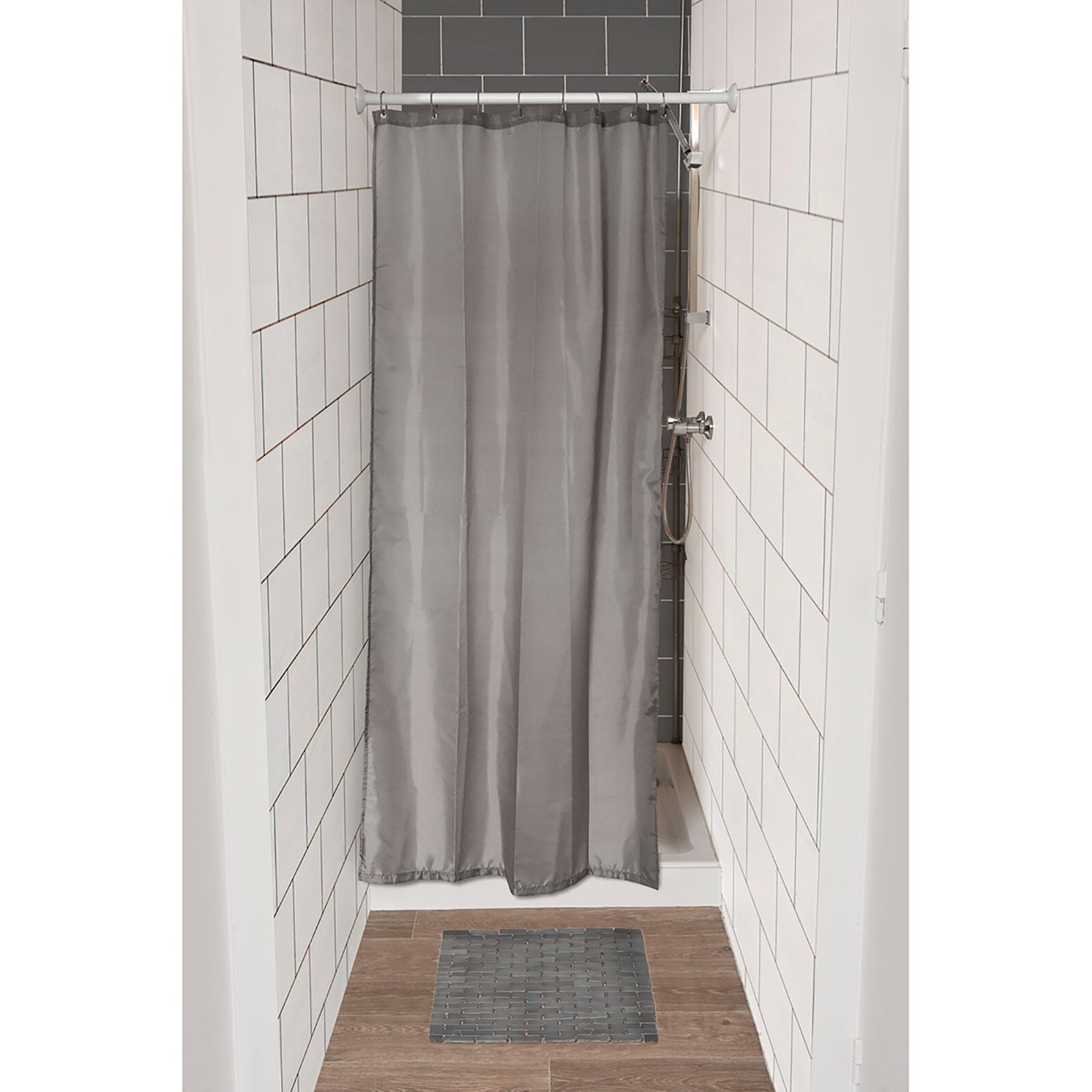 New Stall Shower Curtain Half Size Polyester 8 Rings 72 L x 48 W gallery
