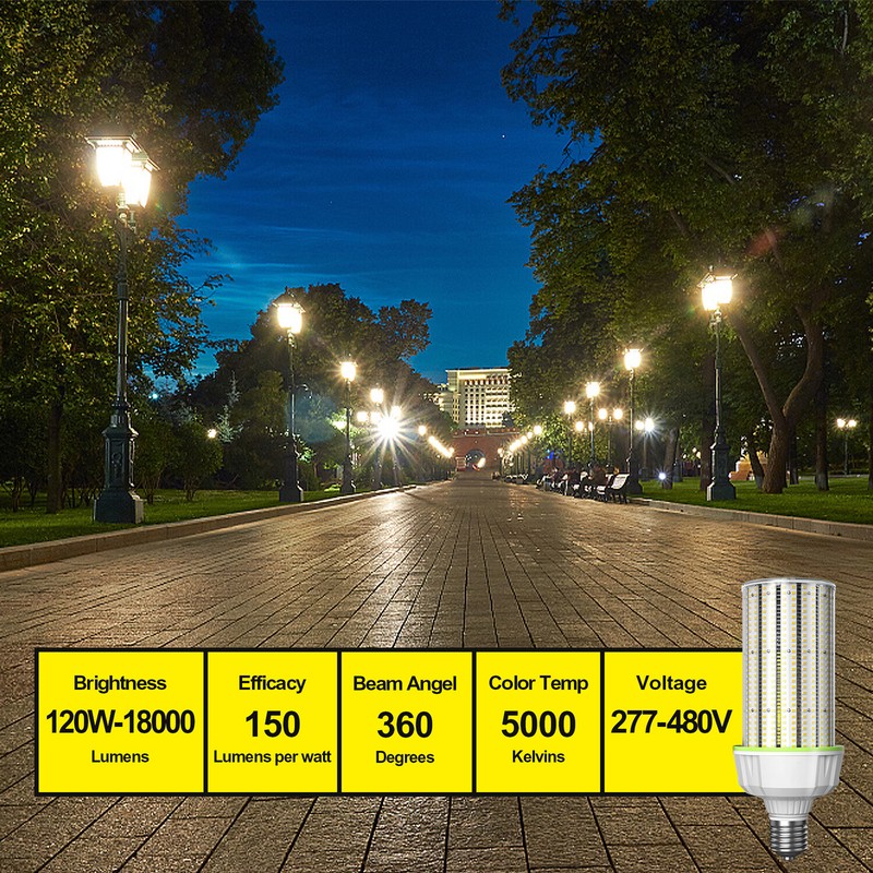120 Watts LED Corn Light Bulb, E39 Mogul Base High Bay LED Bulb 6000K 277-480VAC gallery