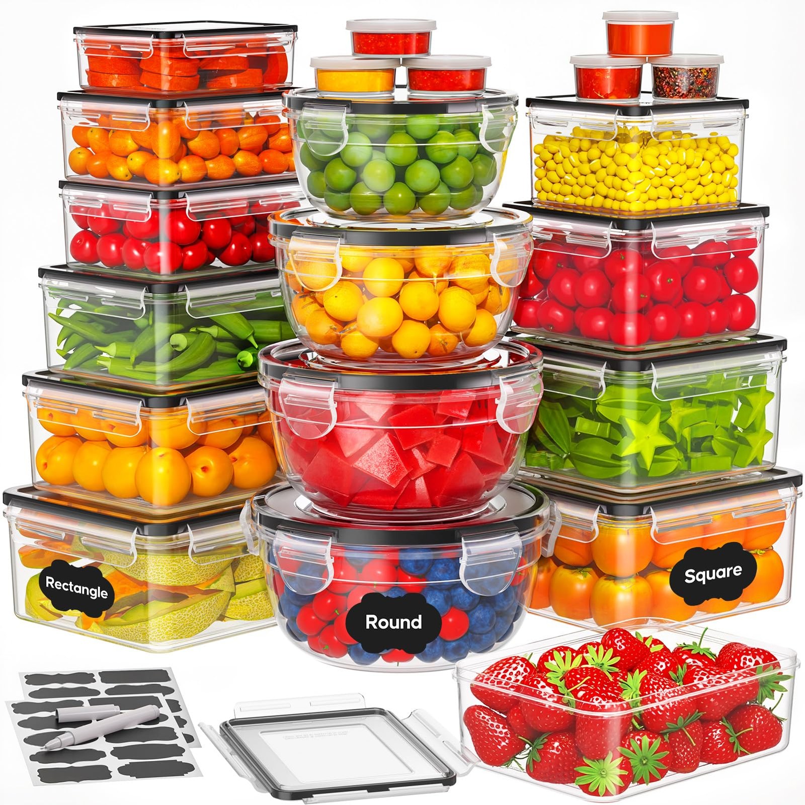 42 PCS Food Storage Containers with Volume-based (1 oz to 51 oz), 21 Pack gallery