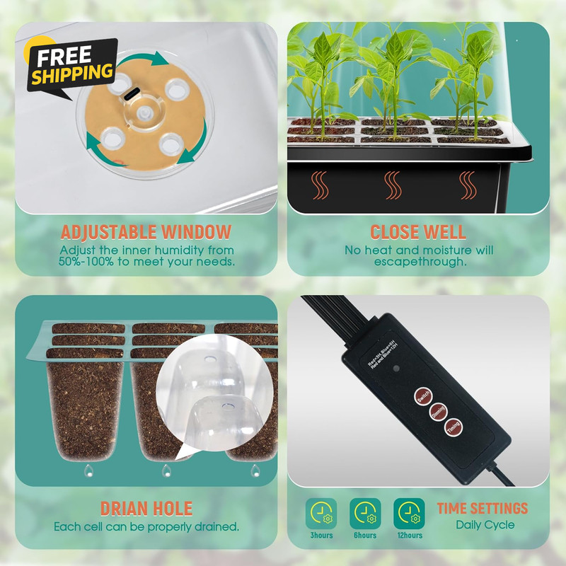 6-Set Seed Starter Tray with Grow Light, Seed Starting Trays Kits gallery
