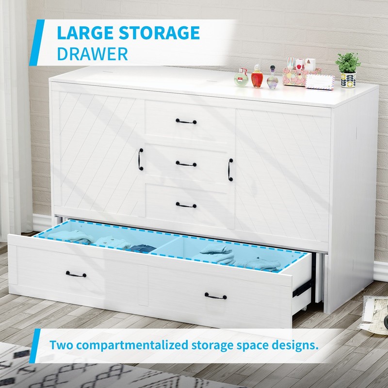 Zafly Queen Murphy Bed with Foldable Mattress, Wall Bed with Charging Station gallery