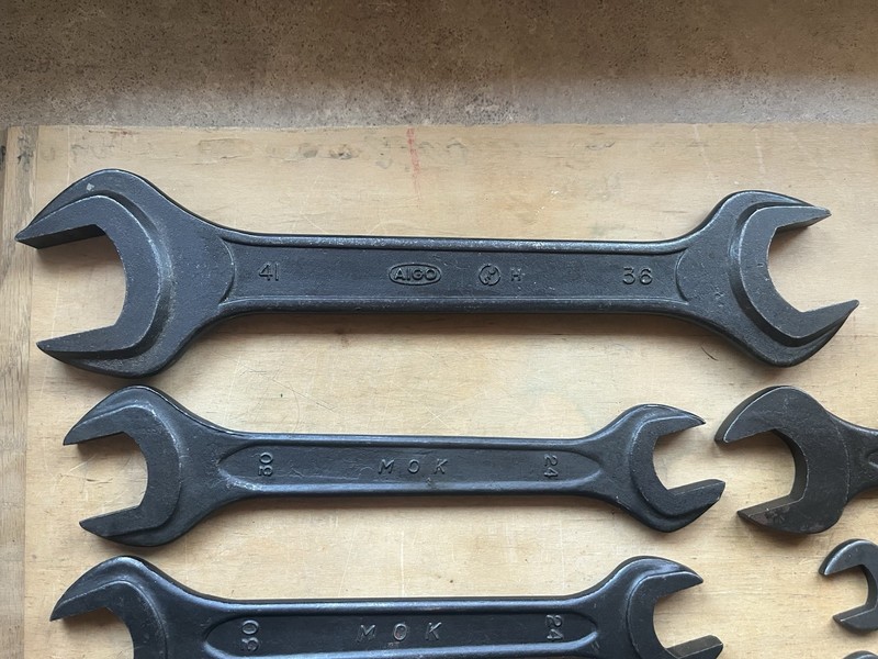 7 ASAHI, AIGO, MOK TOOLS Double Open End Wrenches SN 41-15mm Japan Machinist gallery
