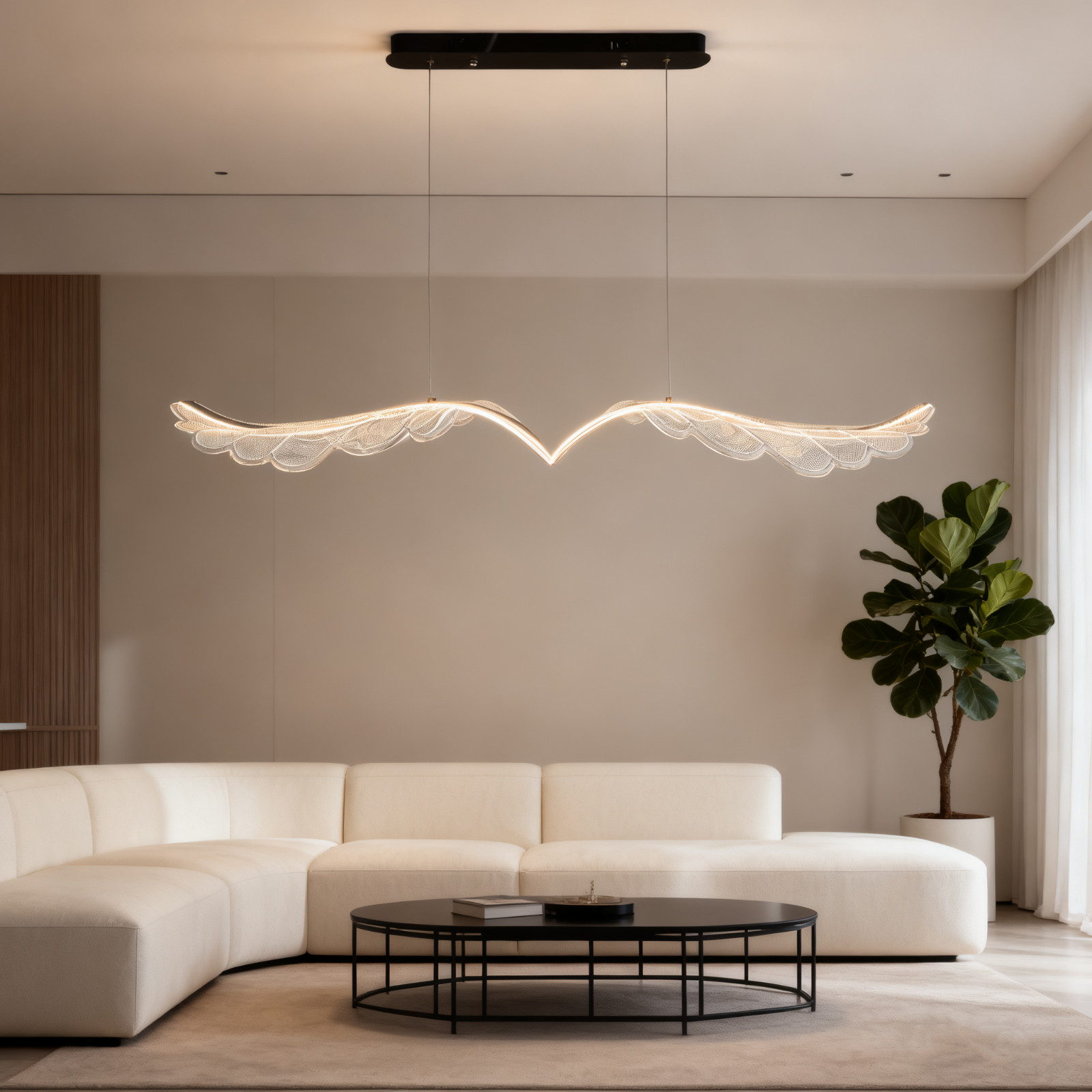 Creative Home Decoration Acrylic Wing Pendant Light, 47 In Led 3-color Light,New gallery