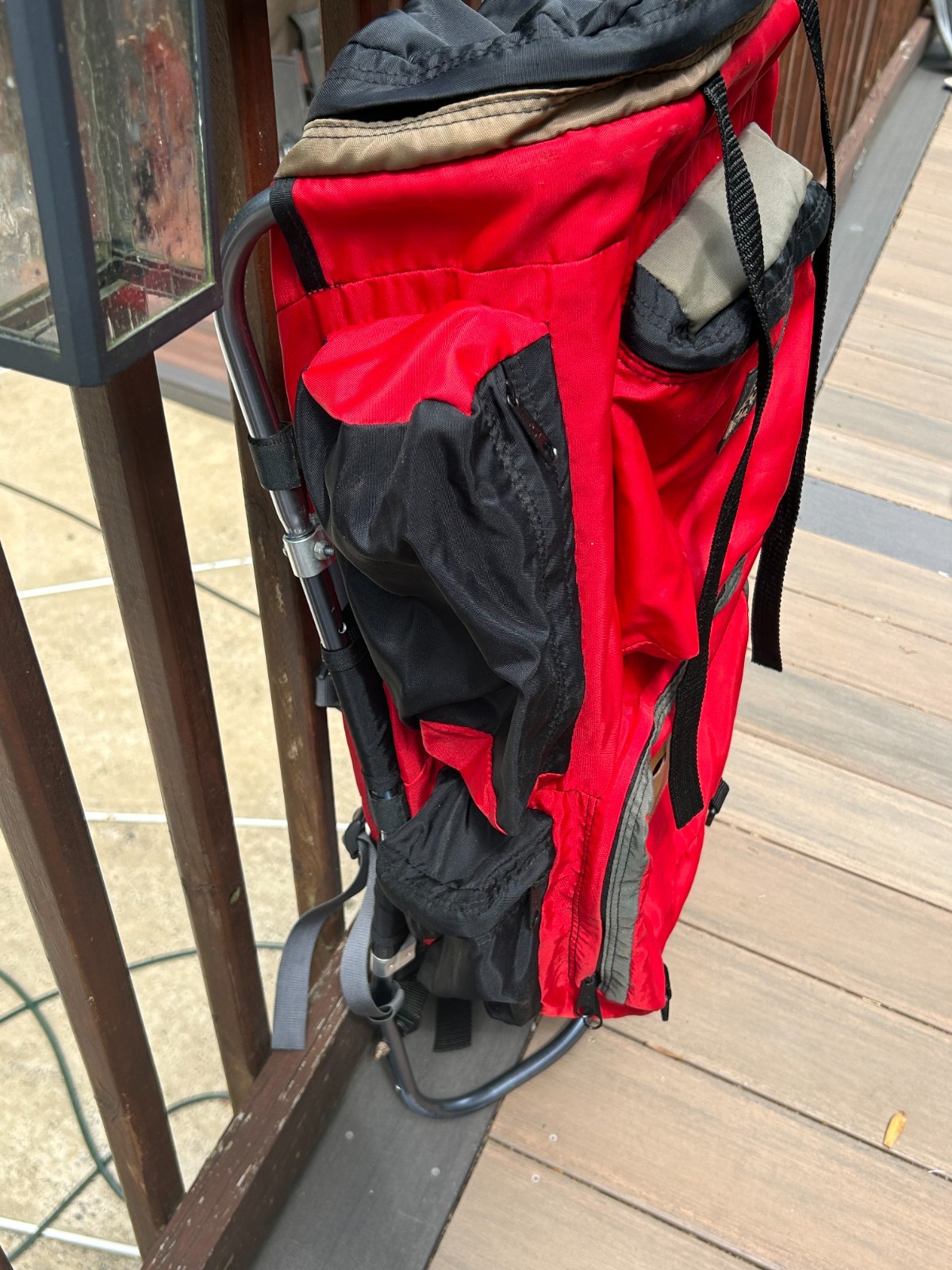 vintage jansport external frame backpack  Red Used 4