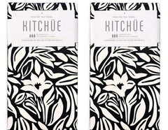 🫖 ⭐ MÜKitchen Kitchüe Black & White Printed Tea Towels • Eco-Friendly • 2 Pack