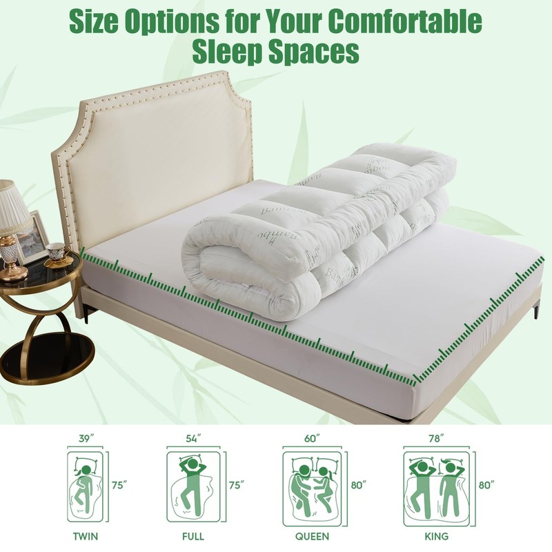 WhatsBedding 5 Inch Memory Foam Mattress Topper Queen Size for Queen, Green gallery