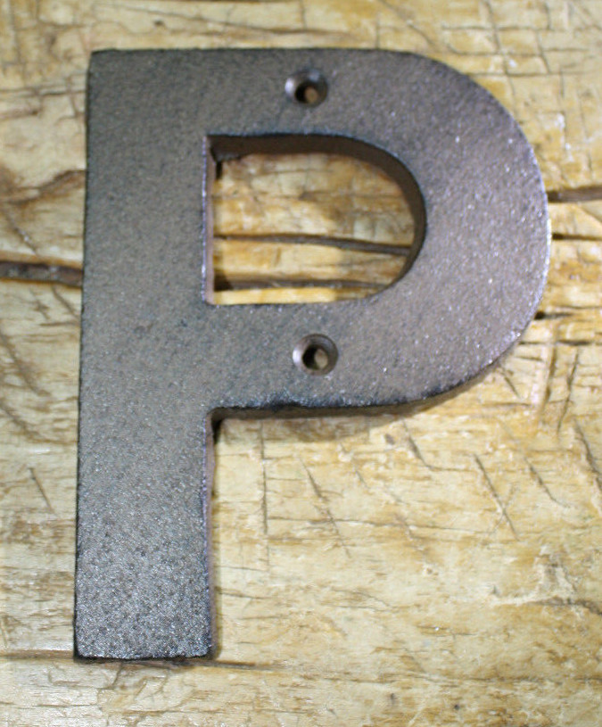 Cast Iron Industrial LETTER P Sign Rustic Brown 5" tall Alphabet gallery