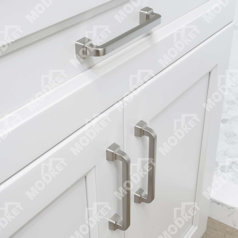Square Brushed Nickel Solid Cabinet Handles Pulls Knob Kitchen Bathroom Modern gallery