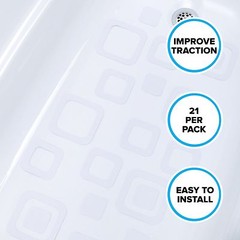 Adhesive Square Bath Treads (21 Per Pack) in Clear by SlipX Solutions