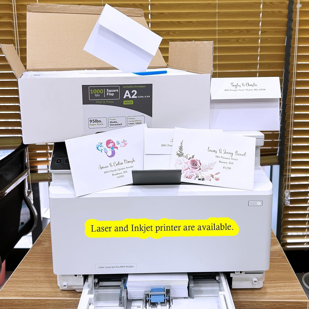 1000 Pcs White A2 Invitation Envelopes, Peel & Press Self Seal, 4 3/8 X 5 3/4...