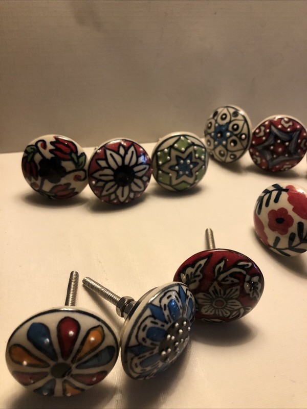 Drawer Knobs Colorful Qty 20 Individual Unique Floral Geometric Ceramic Modern gallery
