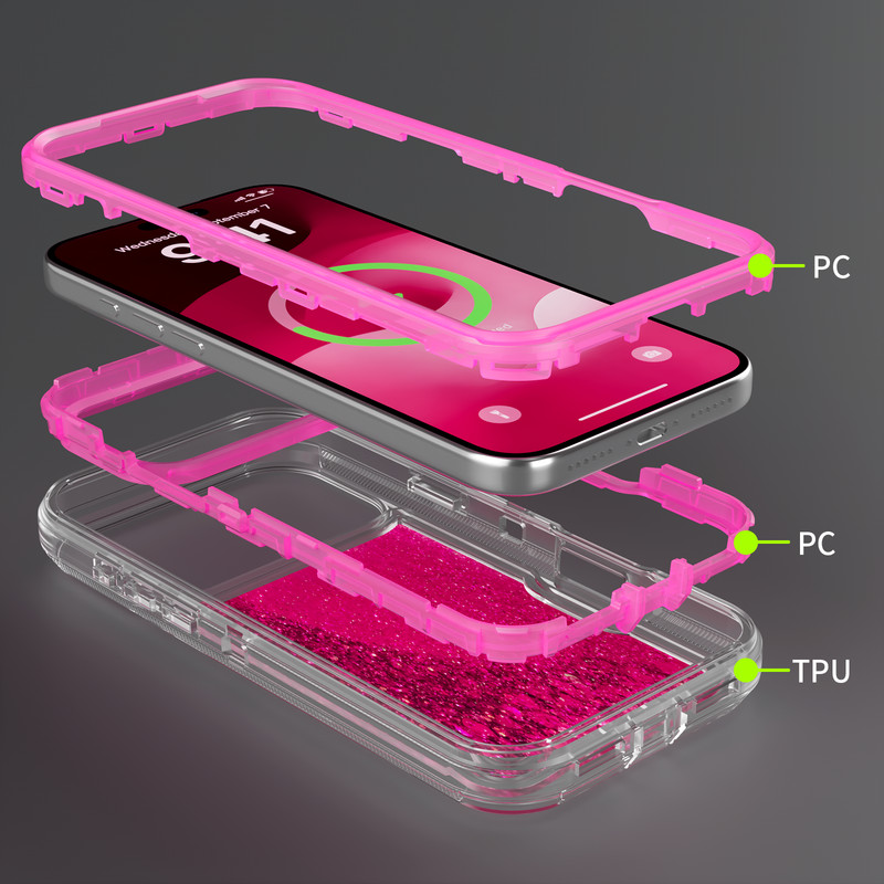 Shockproof Case For iPhone 16 15 14 13 12 11 Pro Max XS XR Liquid Glitter Cover gallery