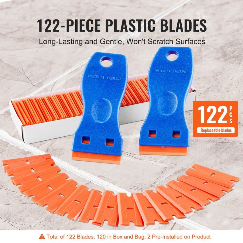 VEVOR Plastic Razor Blade Scraper 2PCS Scraper Tool 120PCS POM Plastic Blades gallery