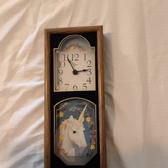 Elgin Rectangular Hanging Wall Clock Analog Wood Frame Unicorn Floral