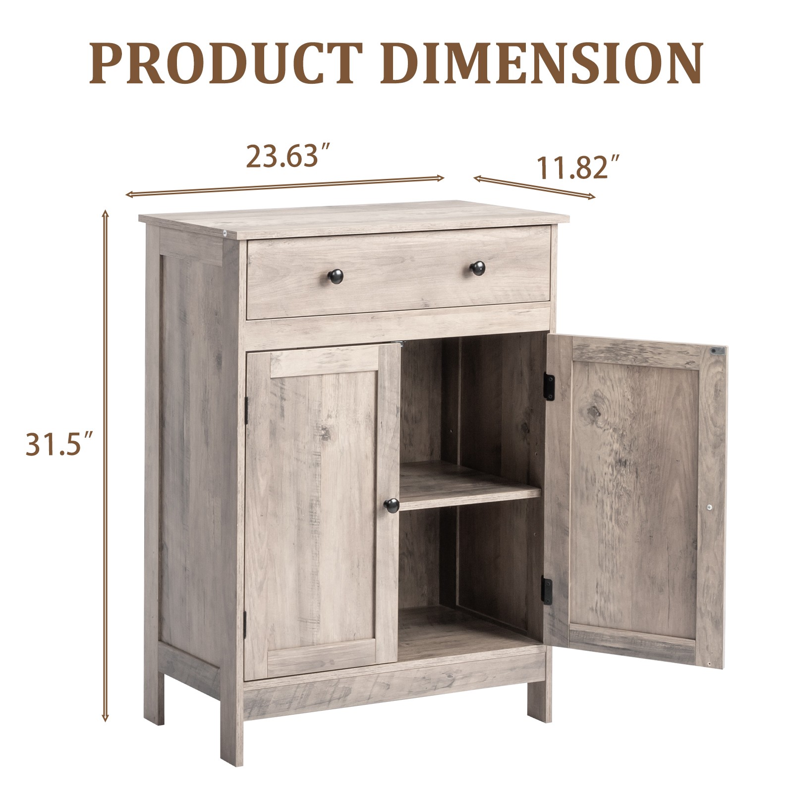 Washed gray particleboard with melamine veneer, 60*30*80cm gallery