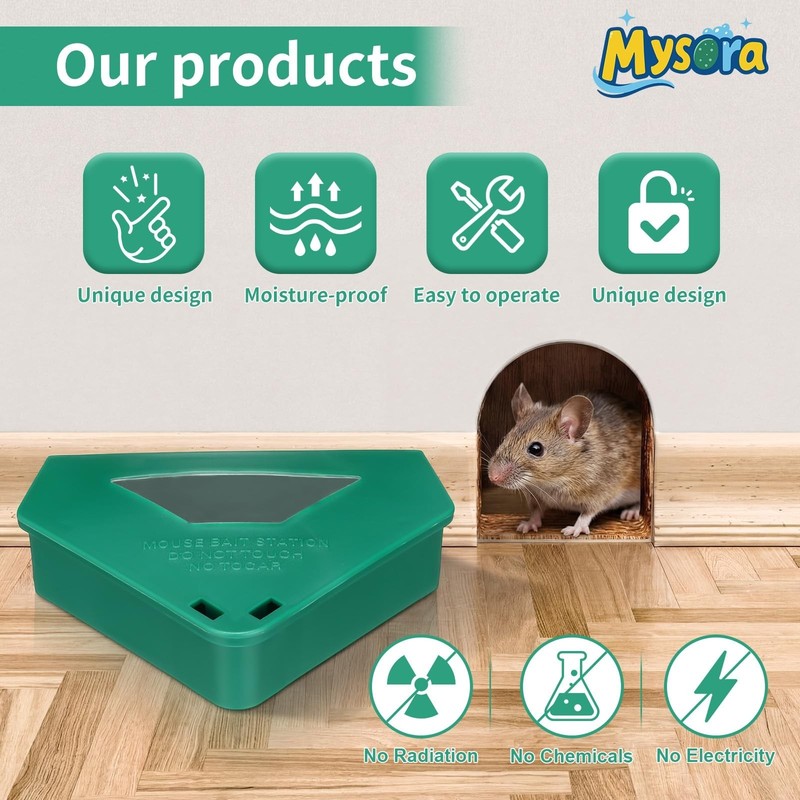 6 Pack Mouse Bait Stations with Visible Window & Keys, Lockable Rodent Contro... gallery